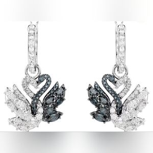 Auth. Swarovski Swan drop earrings. New In Box